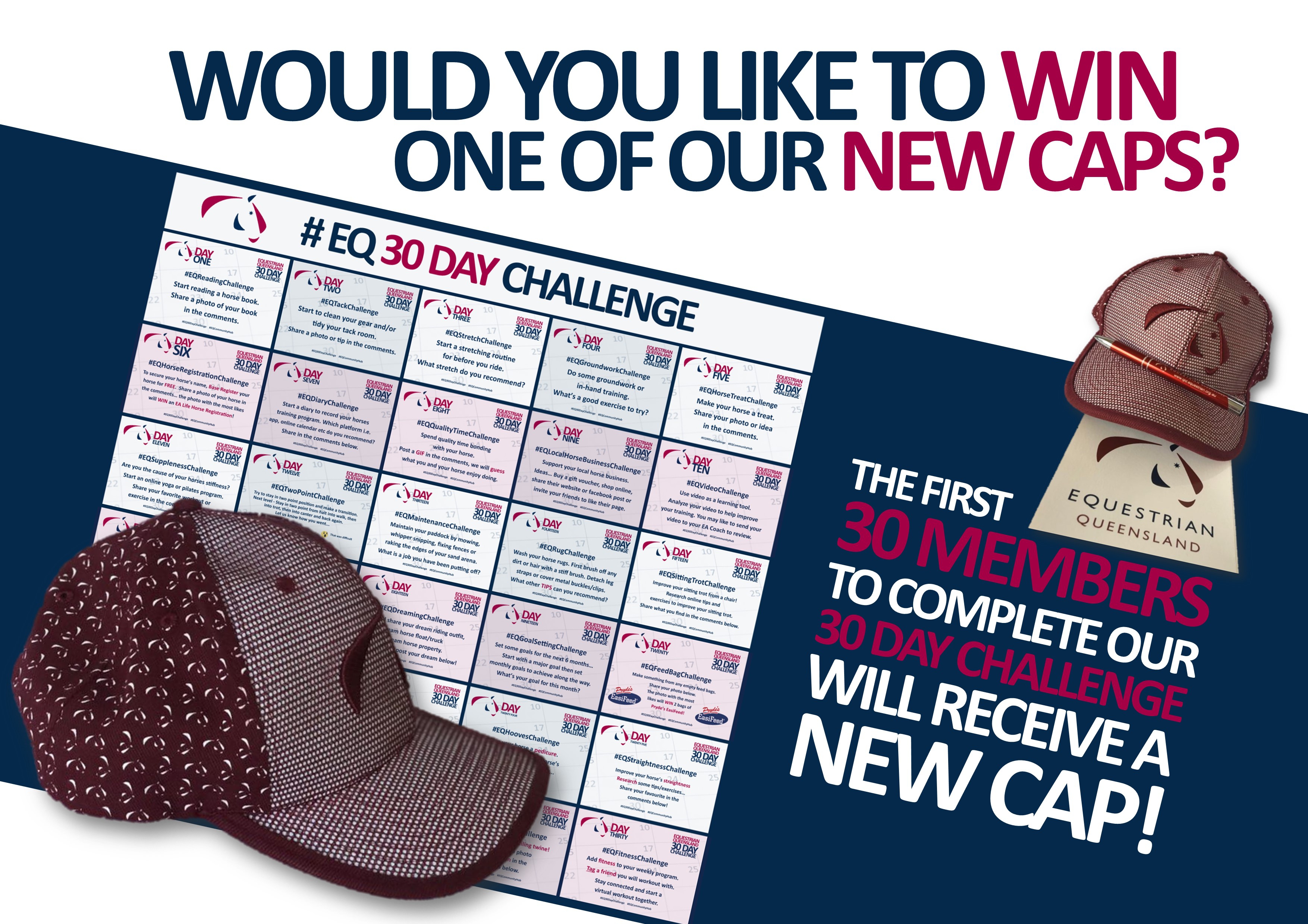 30 NEW EQ CAPS TO GIVEAWAY! Equestrian Queensland